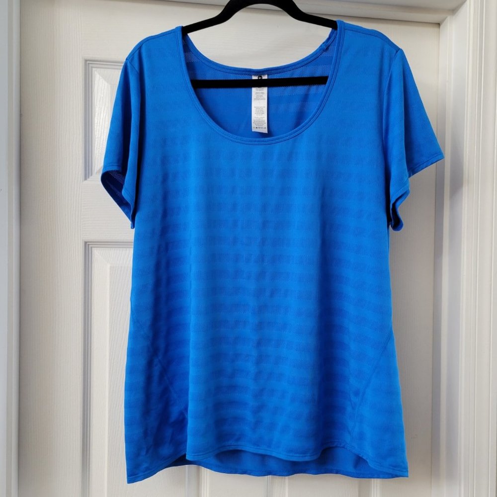 Active Life performance scoop neck tonal stripe XXL 2XL shirt - blue